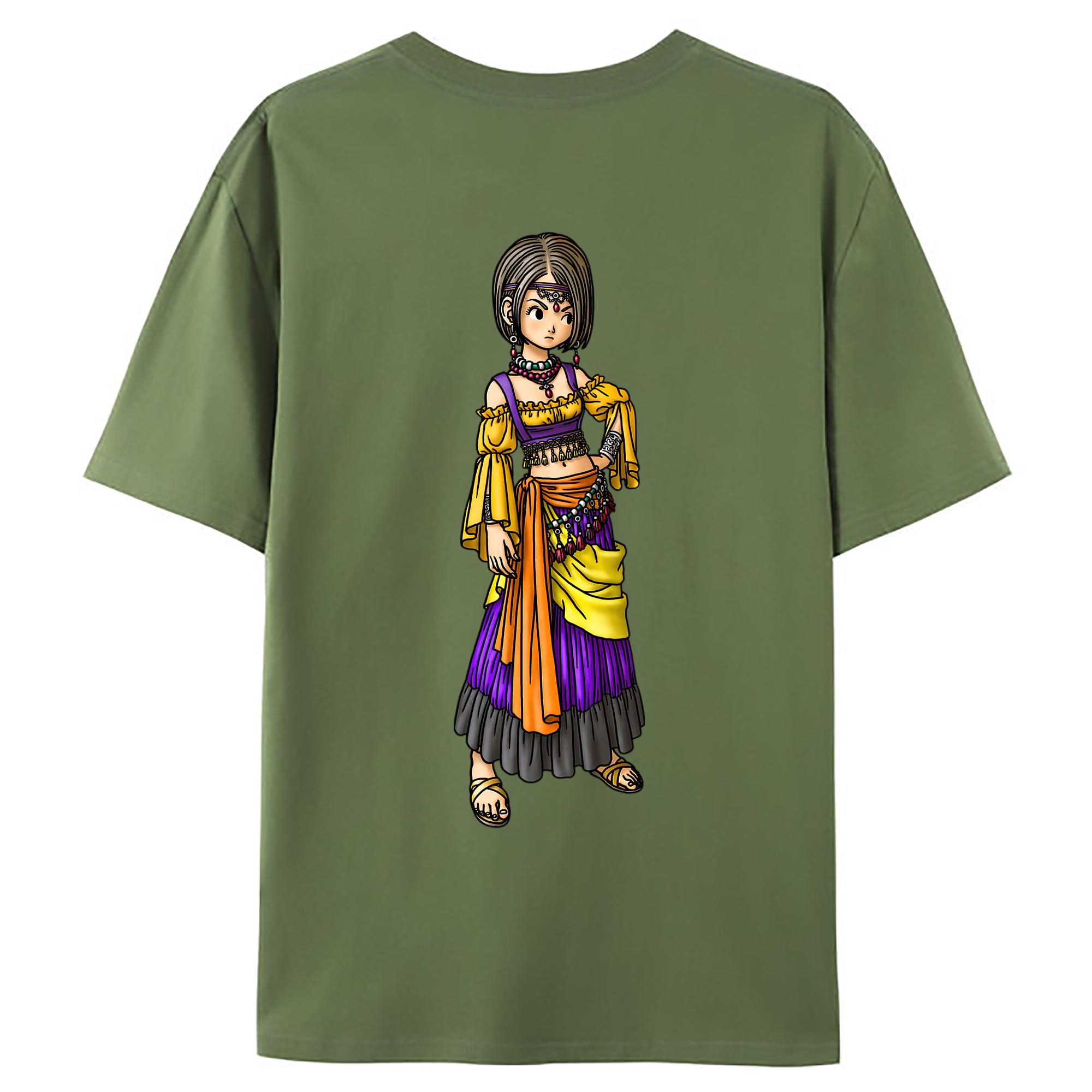 （画像用） ドラゴンクエスト Doragon Kuesuto Dragon Quest 綿100％ メンズ半袖Tシャツ（バックプリント） 通気性